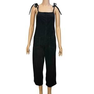 BDG Tie Shoulder Corduroy Overalls Jumpsuit XS Black Cropped Straight Leg Casual